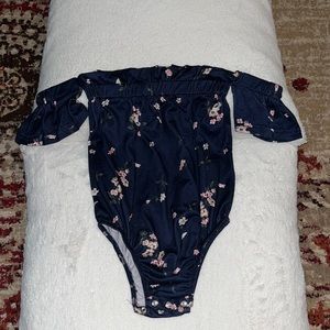 EUC navy blue floral off the shoulder bodysuit Bailey’s Blossoms 3t